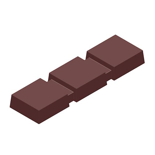 Chocoladevorm magneet reep 3 blok