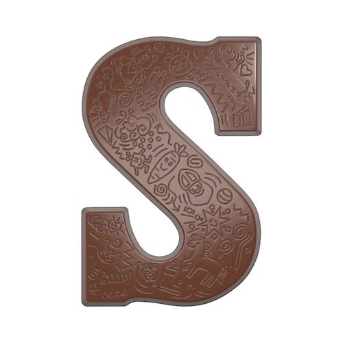 Chocoladevorm letter S met droedels