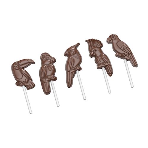 Chocoladevorm lolly tropische vogels