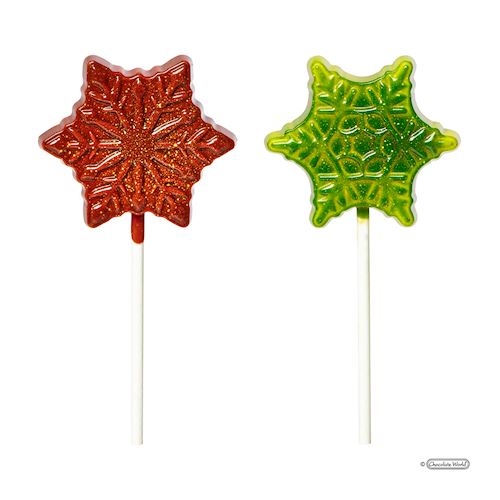 Chocoladevorm lolly sneeuwvlokken 60 mm
