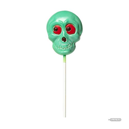Chocoladevorm lolly Halloween "doodskop" 61 mm