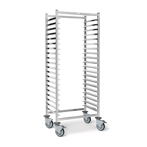 Trolley inox - 20 leggers - open zijde 600 mm