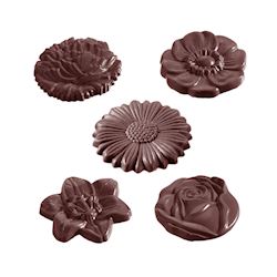 Chocoladevorm bloemkarak rond 5 fig.