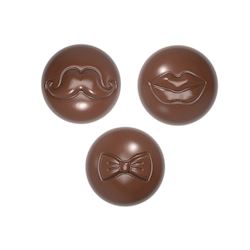 Chocoladevorm halve bol strik - lippen - snor 3 fig.