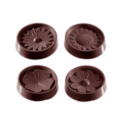 Chocoladevorm bloemkarak rond 4 fig.