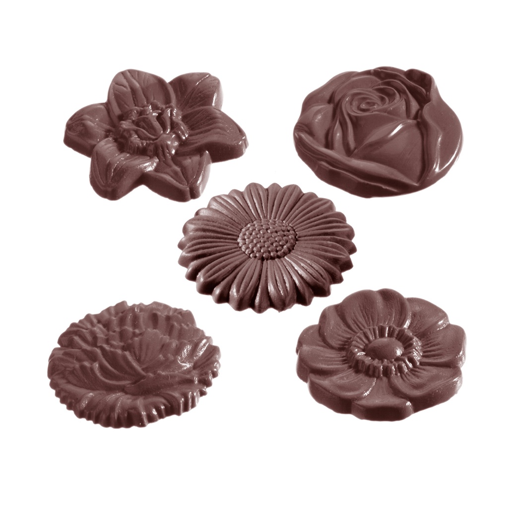 Molde de chocolate napolitana redonda de flores 5 fig.