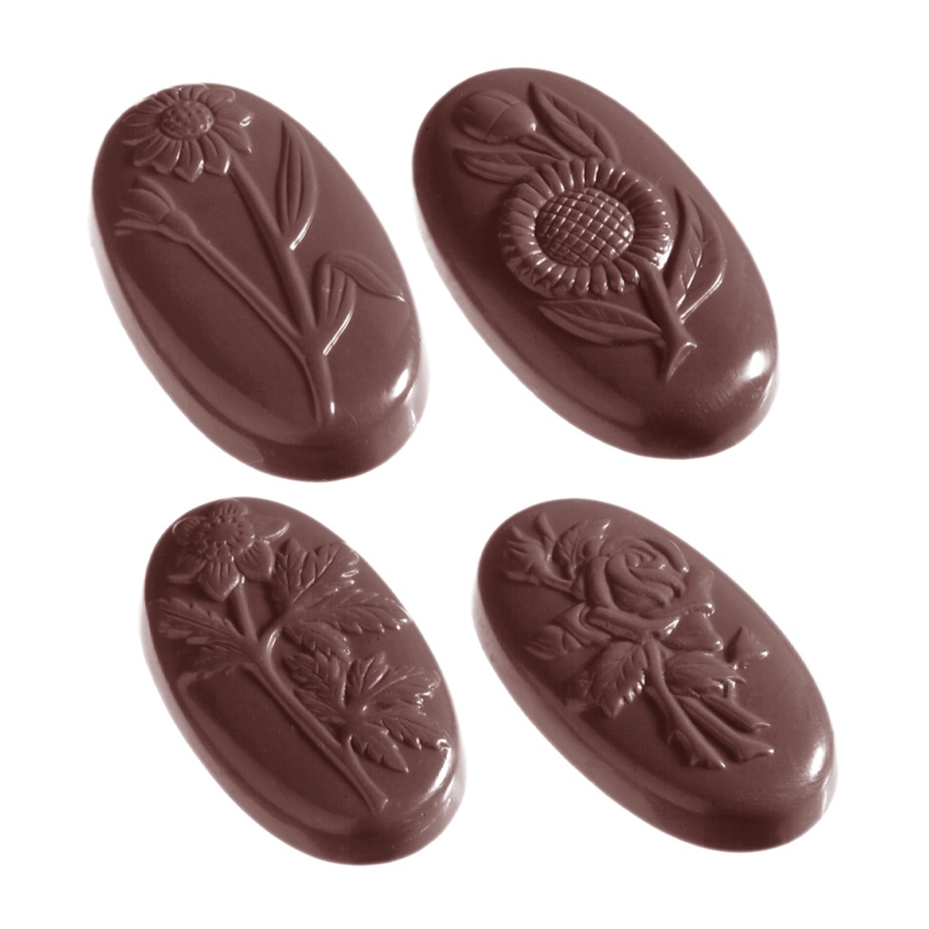 Stampo di cioccolato caraque do fiori rotondo ovale 5 soggetti