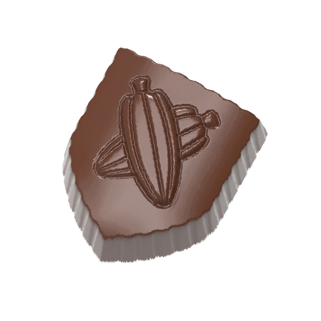 Chocoladevorm wapenschild met cacaobonen