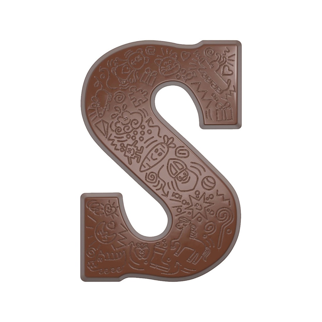 [12120CW] Chocolate mould letter S with doodles