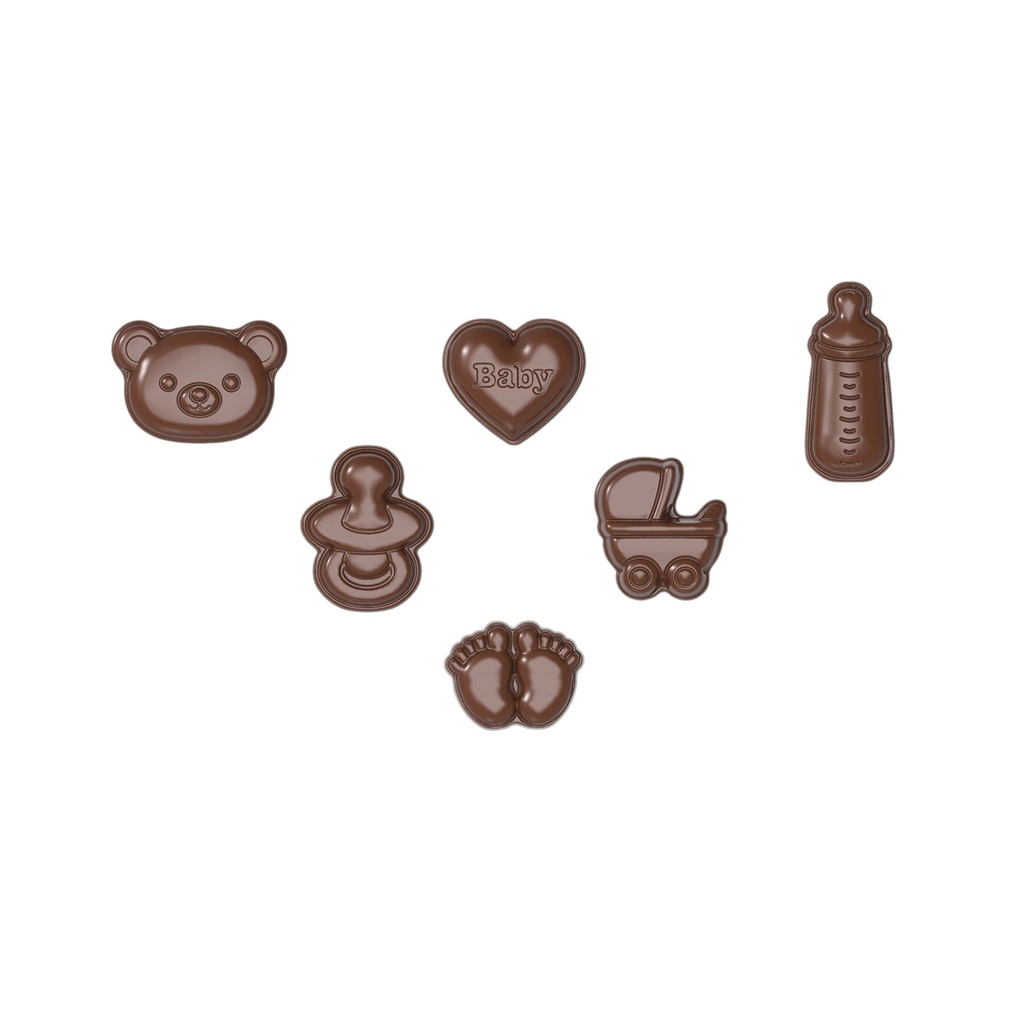 Stampo di cioccolato caraque festa del bambino 6 soggetti
