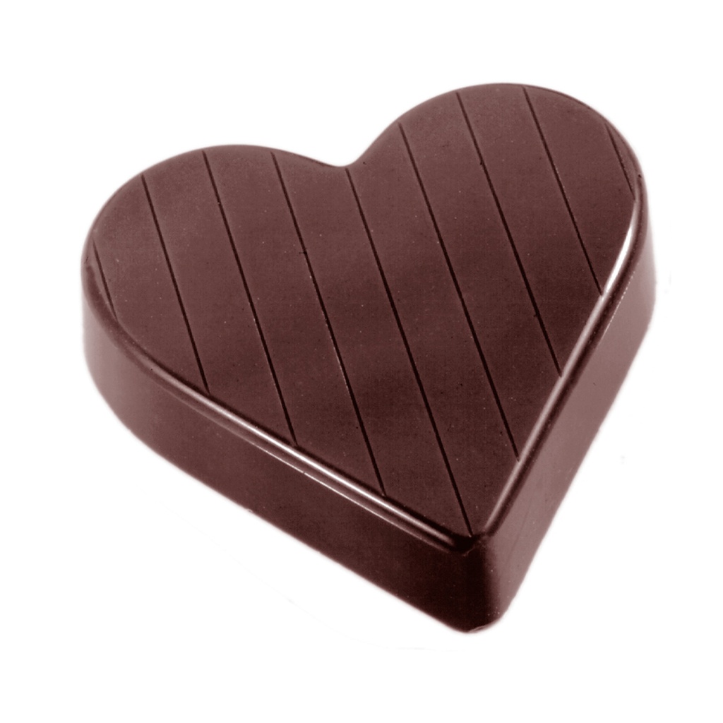 Molde de chocolate corazón rayado 52 mm
