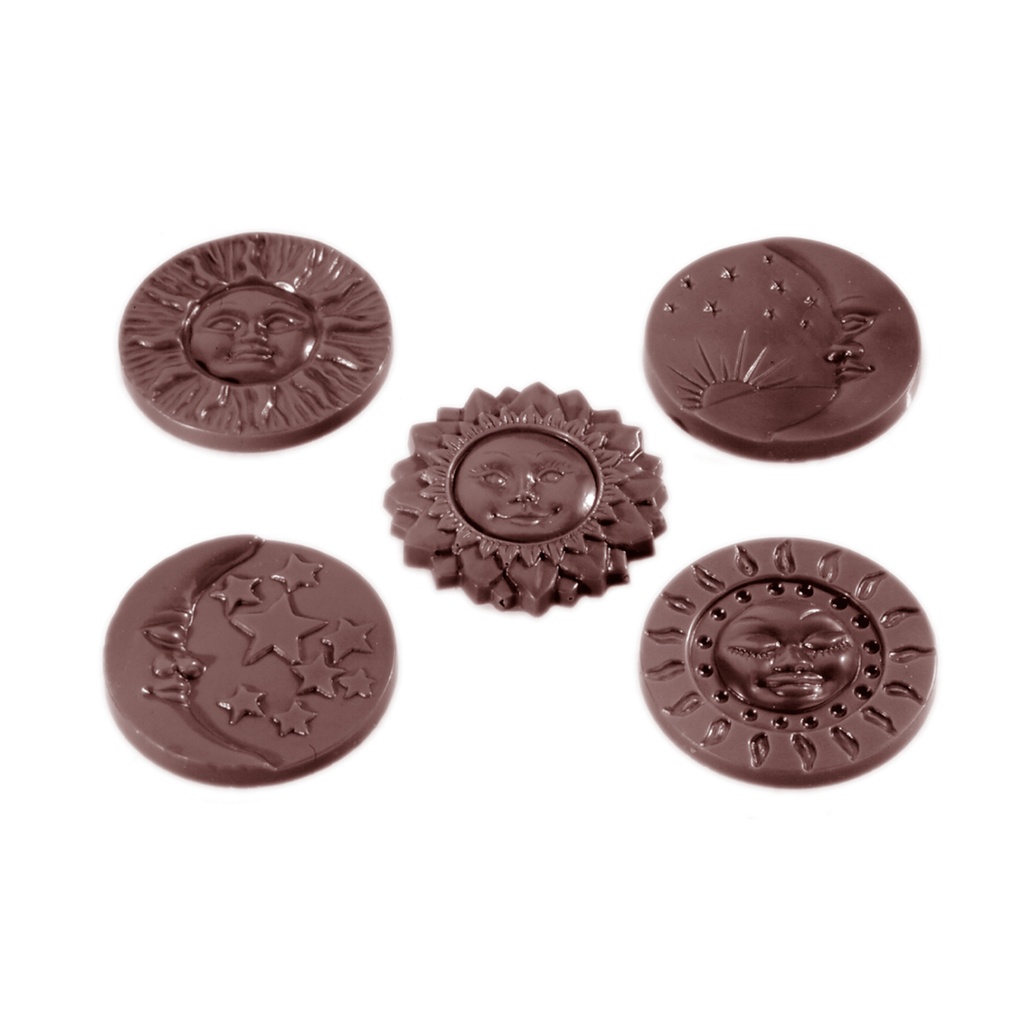 Stampo di cioccolato caraques di luna 6 gr 5 soggetti
