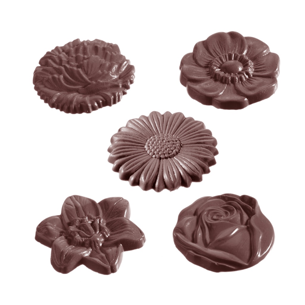 Molde de chocolate napolitana redonda de flores 5 fig.