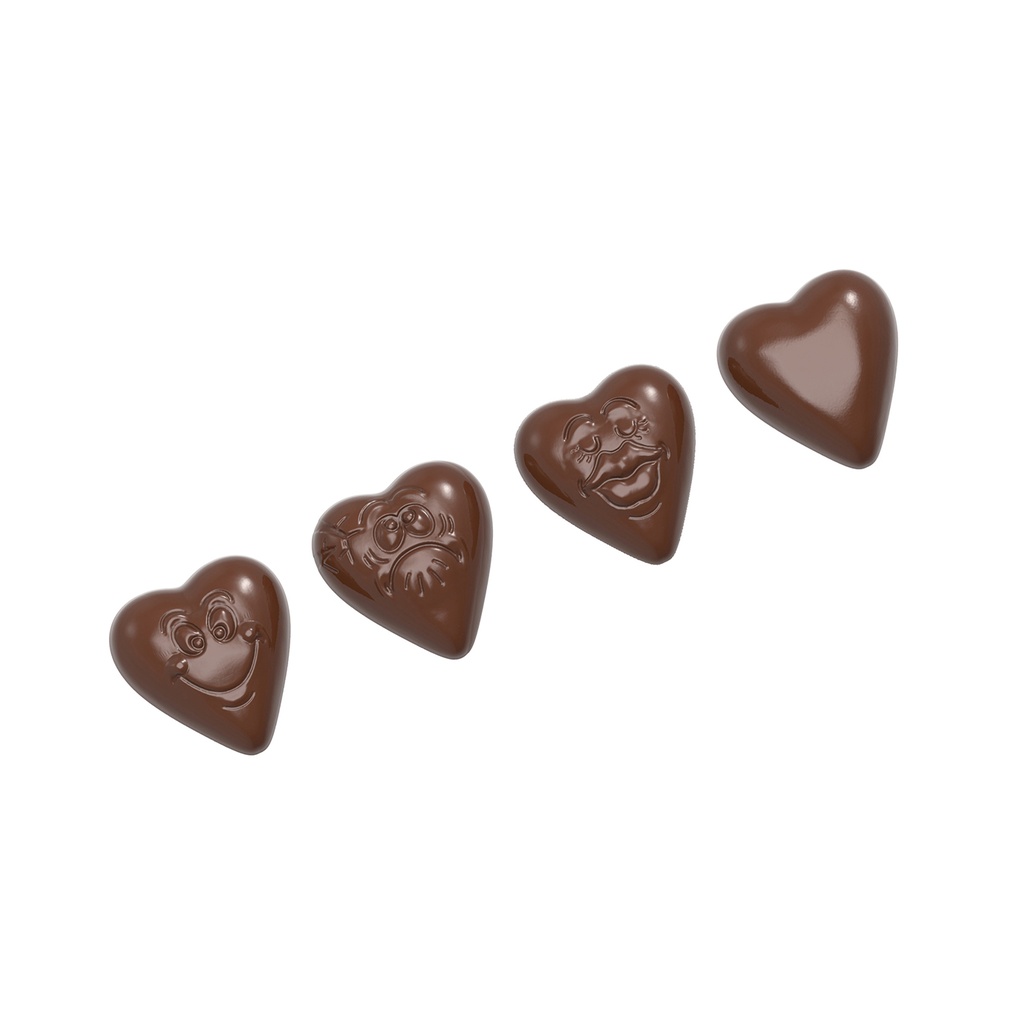 [1579CW] Chocoladevorm hartje smiley 3 fig.