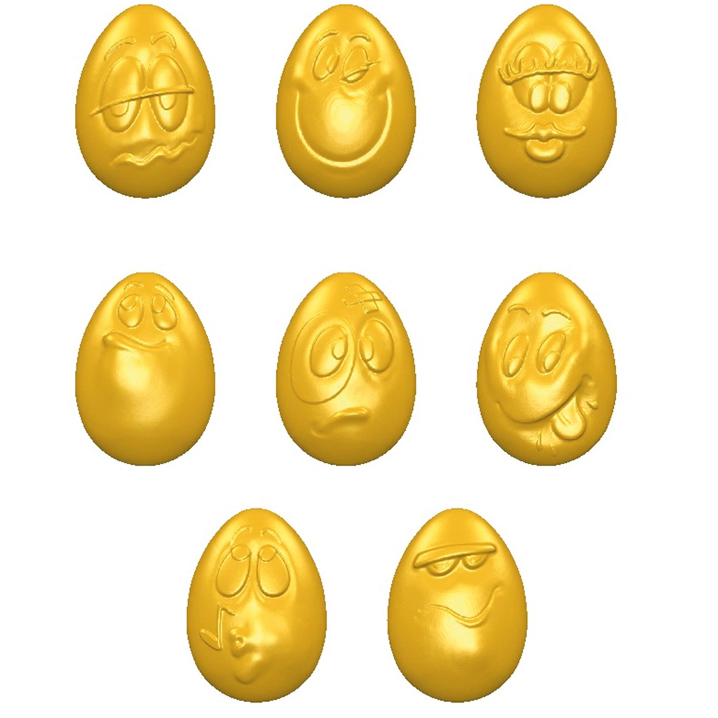 Moule à chocolat oeuf smiley 33 mm 8 fig.