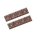 Chocolate mould strip smiley 2 fig.