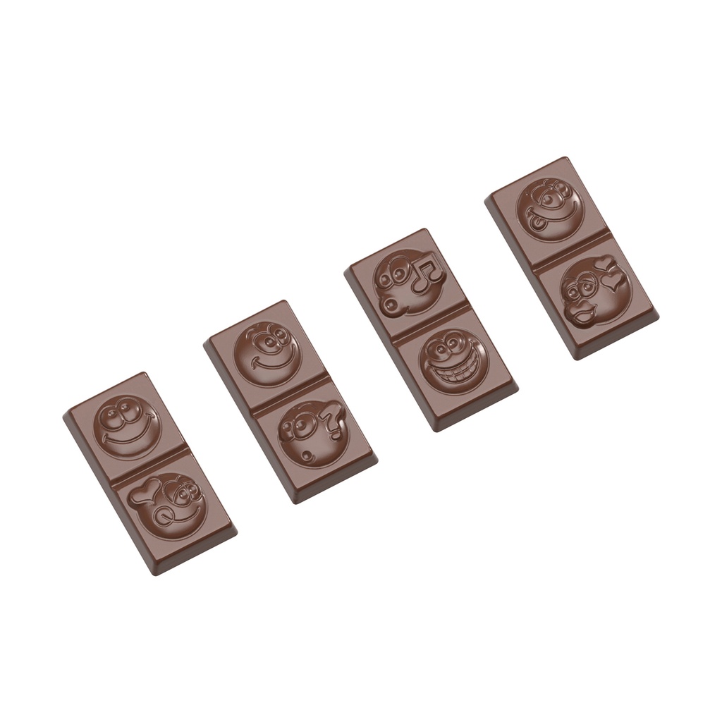 [1650CW] Stampo di cioccolato caraque smiley 4 soggetti