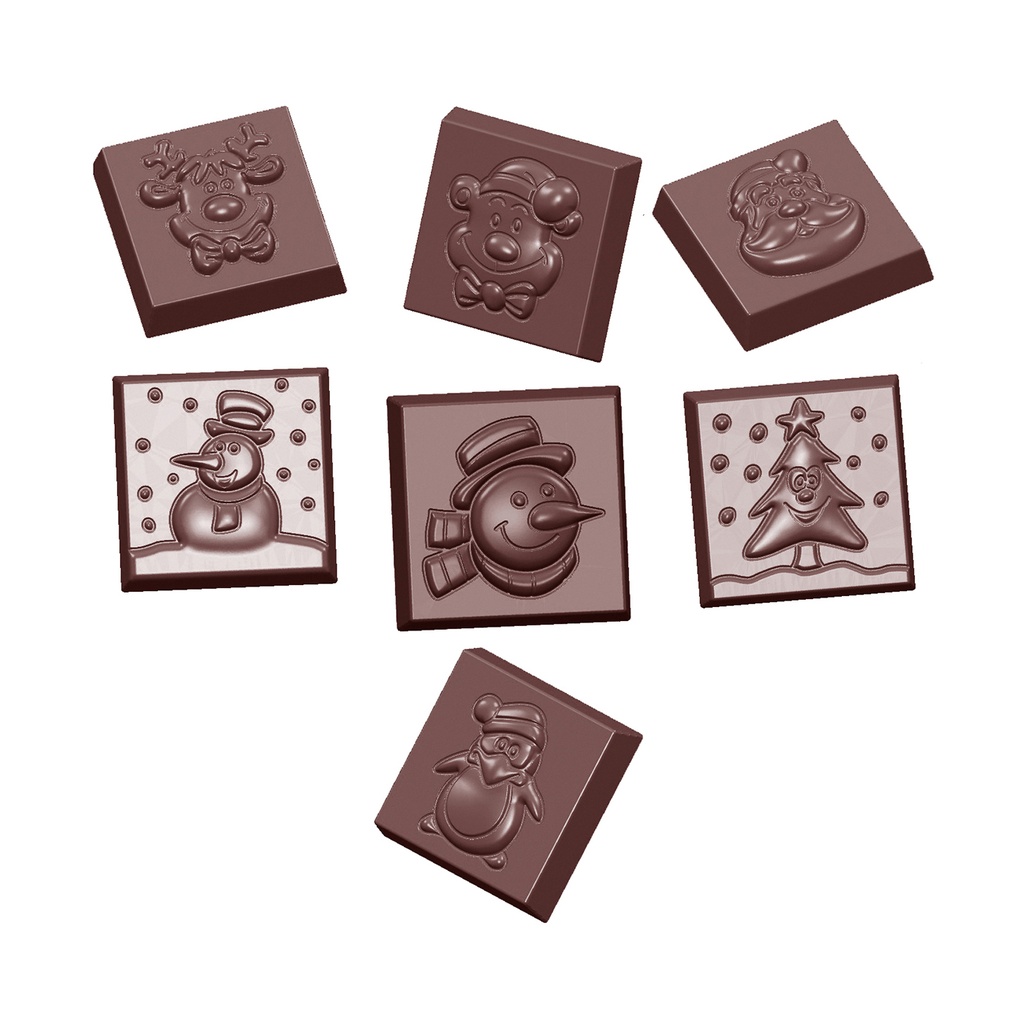 [1660CW] Stampo di cioccolato caraque Natale 7 soggetti
