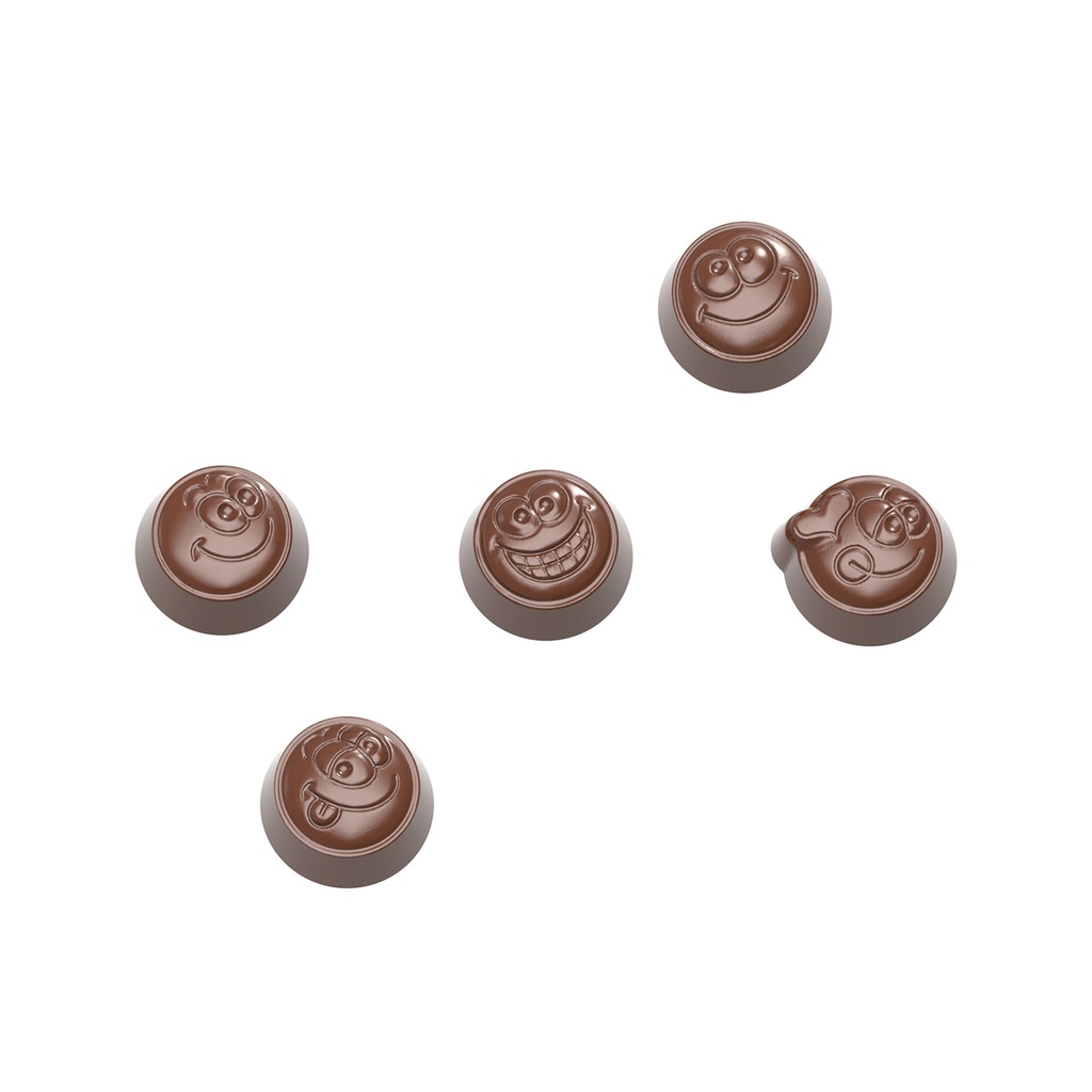 Chocolate mould smiley praline 5 fig. (MTO)