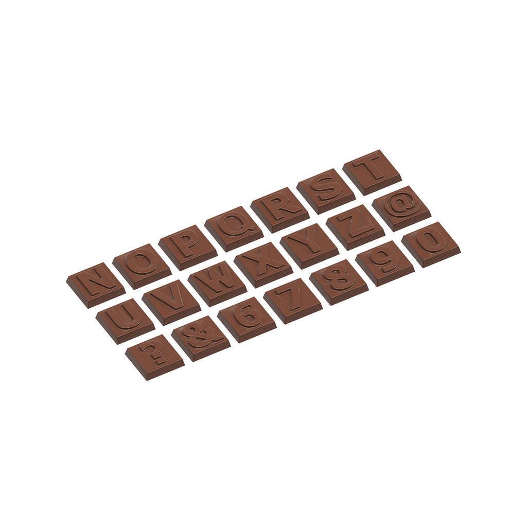 Stampo di cioccolato caraque parte 2 alfabeto 21 soggetti