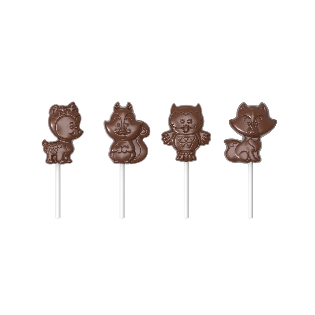 Chocolate mould lollipop forest animals