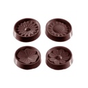 Molde de chocolate napolitana redonda de flores 4 fig.