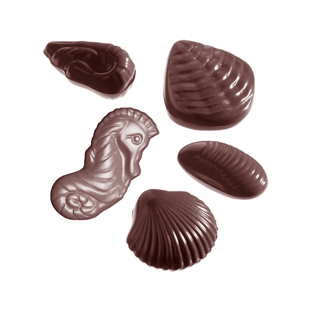 Chocolate mould seafood assorted 8 fig.