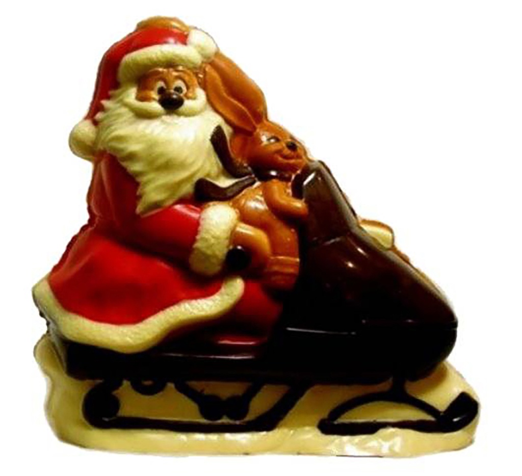 Schokoladenform Weihnachtsmann auf Motorroller 140 mm
