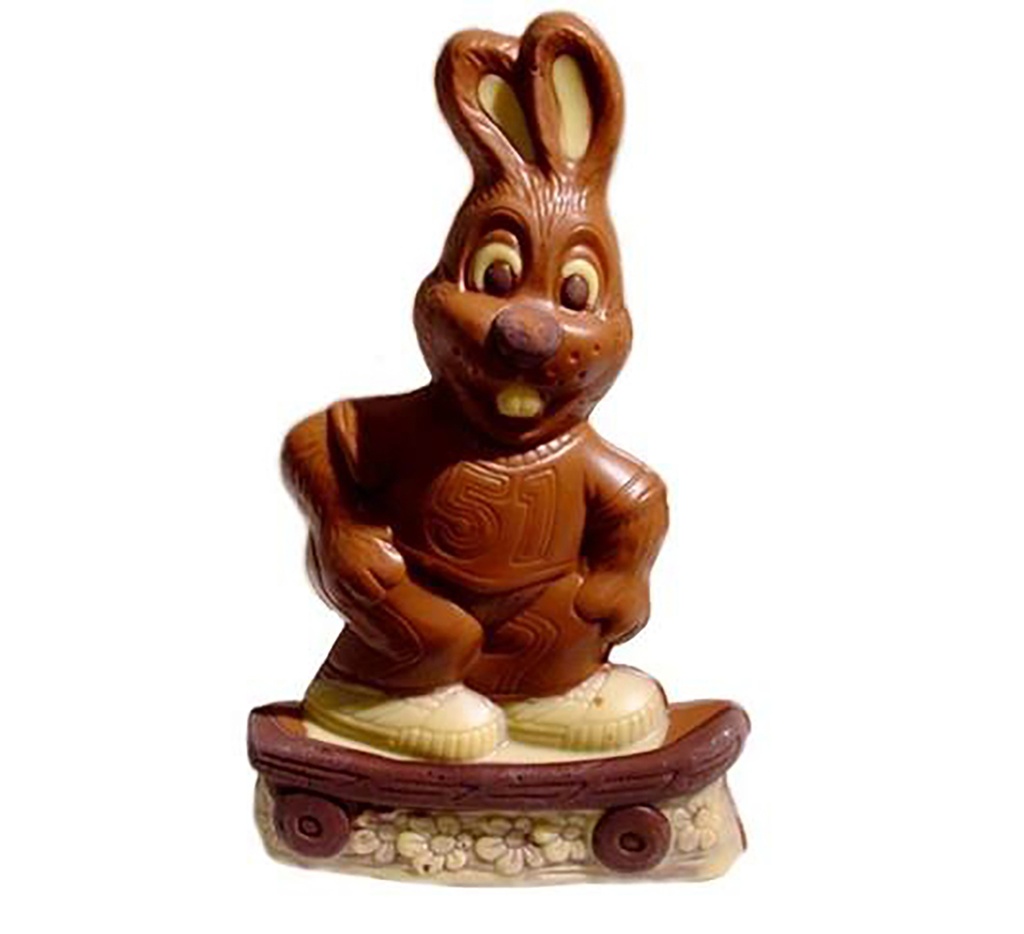 Chocoladevorm haas op skateboard 200 mm