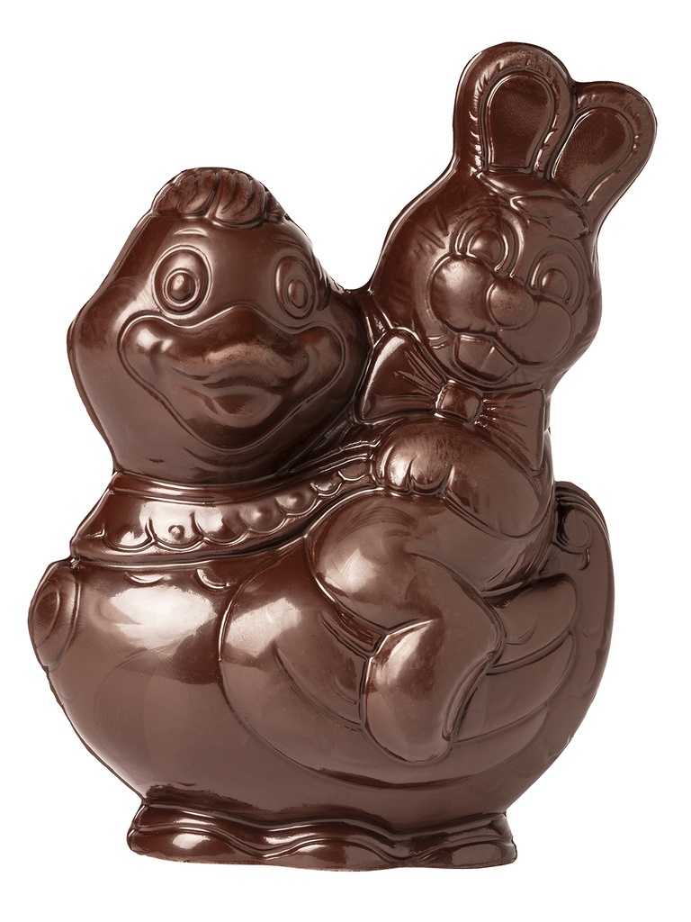 Schokoladenform Hase reitet auf Ente 220 mm