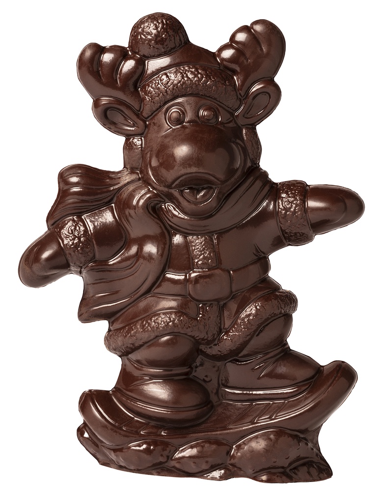 Chocolate mold moose on snowboard 200 mm