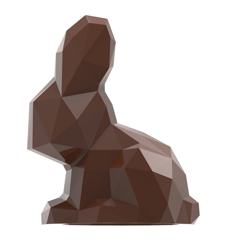 [HM043CW] Molde de chocolate magnético conejo sentado origami 175 mm