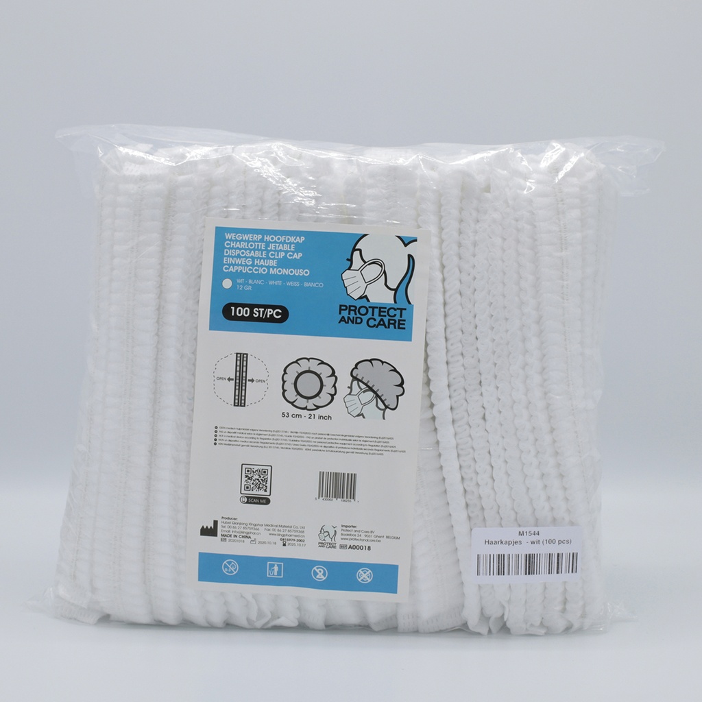 [M1544] Disposable hair caps white - 100 pcs