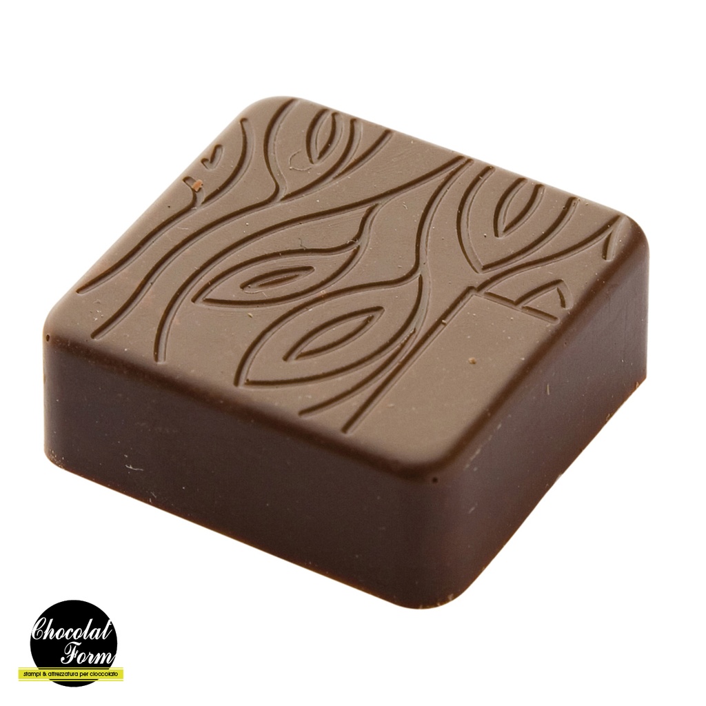 Chocoladevorm praline vierkant bladmotief