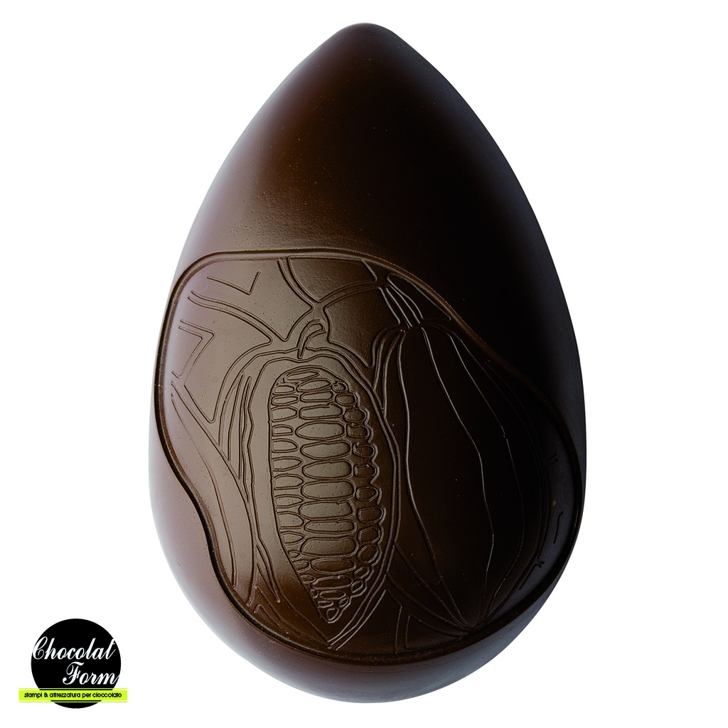 [CF0703] Molde de chocolate huevo 200 x 130 mm decoración grano de cacao